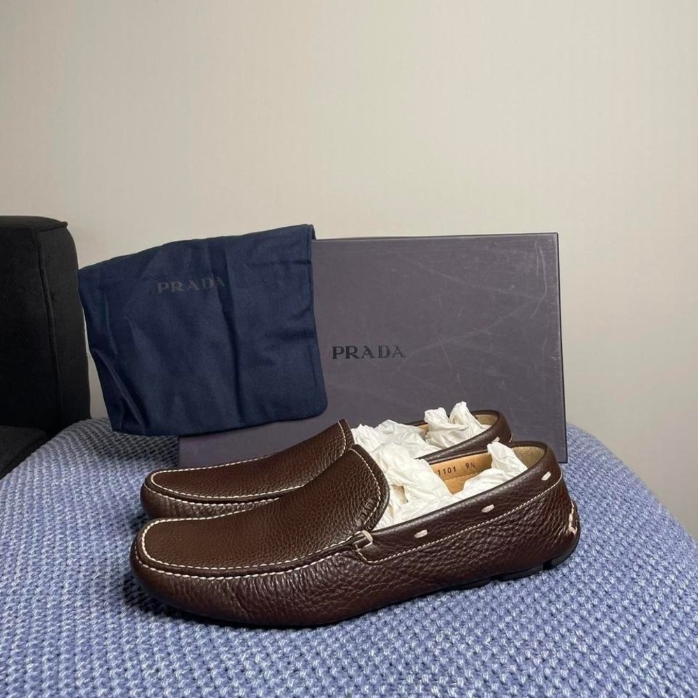 Prada brown leather loafers. Size 9.5 #luxury #loafers